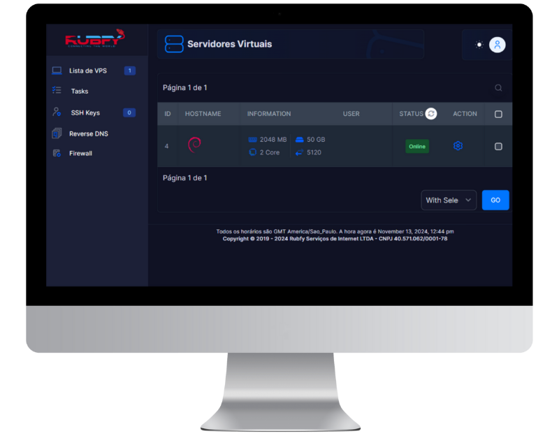 Painel de Controle Rubfy