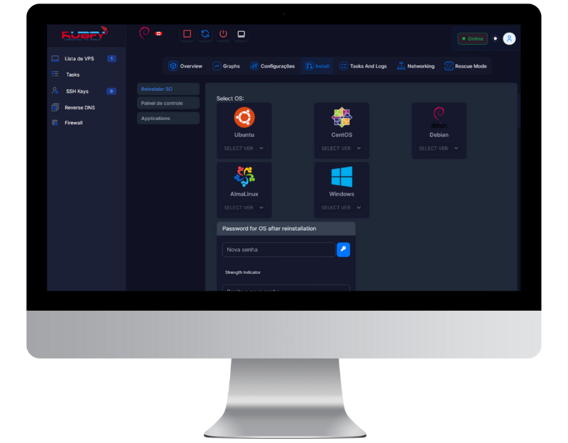 Painel de Controle Rubfy
